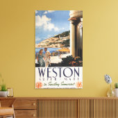 Couple mit Blick auf das Poster der Küstenbahn Leinwanddruck (Insitu (Wohnzimmer))