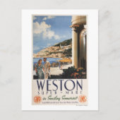 Couple mit Blick auf das Poster der Küstenbahn Postkarte (Vorderseite)