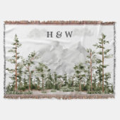 Couple Mit Monogramm Watercolor Mountain and Fores Decke (Vorderseite)