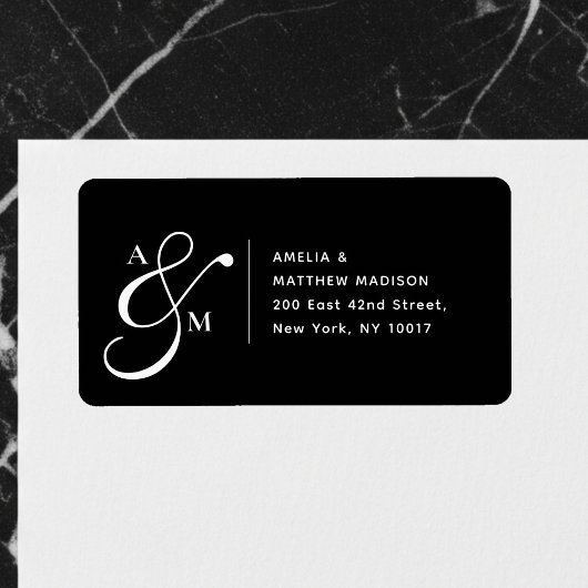 Couple Monogram Ampersad White Address Label Adressaufkleber