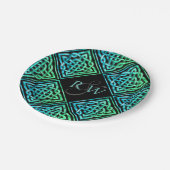 Couple Monogram Celtic Blue Green Paper Teller (Schrägansicht)