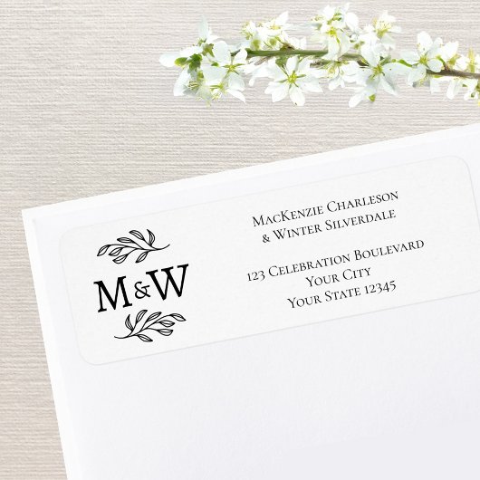 Couple Monogram Elegant Wedding Rücksendeadresse