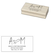 Couple Monogram Heart Address Gummistempel (Stempel)