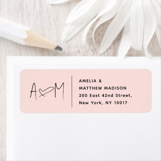 Couple Monogram Heart Pink Return Address (Insitu)