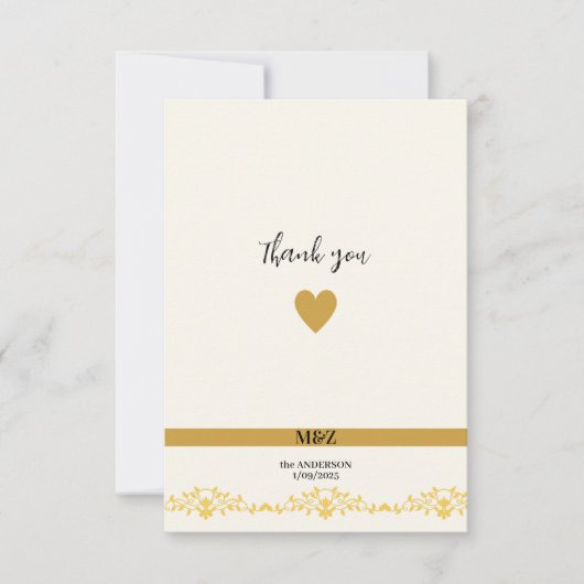 Couple Monogram Hochzeitdatum dekorative Grenze Dankeskarte (Vorderseite)