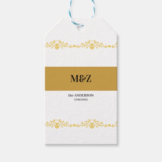 Couple Monogram Hochzeitdatum dekorative Grenze Geschenkanhänger (Vorderseite)