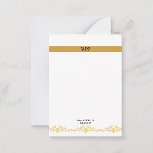 Couple Monogram Hochzeitdatum dekorative Grenze Mitteilungskarte (Vorderseite)