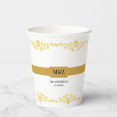Couple Monogram Hochzeitdatum dekorative Grenze Pappbecher (Rückseite)
