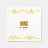Couple Monogram Hochzeitdatum dekorative Grenze Serviette (Vorderseite)