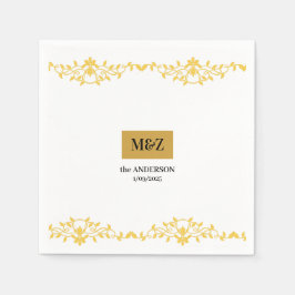 Couple Monogram Hochzeitdatum dekorative Grenze Serviette