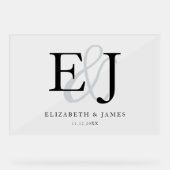 Couple Monogram Initials Elegante Wedding Sign Acrylschild (Vorderseite)