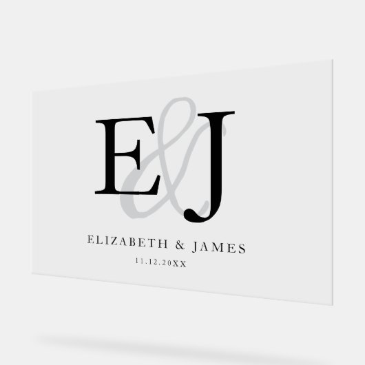 Couple Monogram Initials Elegante Wedding Sign Acrylschild (Winkel)