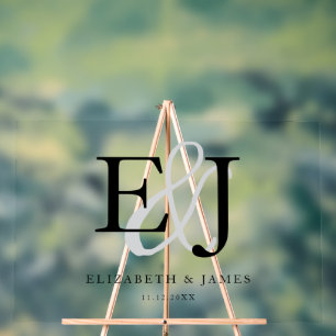 Couple Monogram Initials Elegante Wedding Sign Acrylschild
