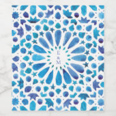 Couple Monogram Logo Blue Watercolor Arabic Tile Weinetikett (Einzelnes Label)