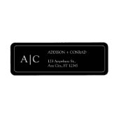 Couple Monogram Minimalistisch Black Rücksendeadre (Vorne)