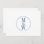 Couple Monogram Minimalistisch Blue Mitteilungskarte (Vorne/Hinten)