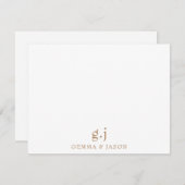 Couple Monogram Minimalistisch Classic Mitteilungskarte (Vorne/Hinten)