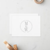 Couple Monogram Minimalistisch Grau Mitteilungskarte (Vorderseite/Rückseite Beispiel)