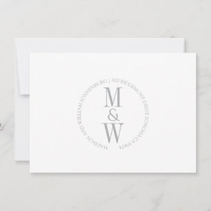Couple Monogram Minimalistisch Grau Mitteilungskarte
