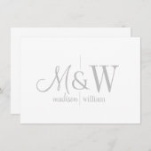 Couple Monogram Minimalistisch Grau Script & Serif Mitteilungskarte (Vorne/Hinten)
