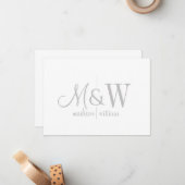 Couple Monogram Minimalistisch Grau Script & Serif Mitteilungskarte (Vorderseite/Rückseite Beispiel)