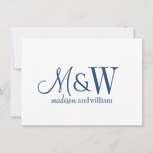 Couple Monogram Minimalistisch Navy Script & Serif Mitteilungskarte