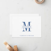 Couple Monogram Minimalistisch Navy White Note Car Mitteilungskarte (Vorderseite/Rückseite Beispiel)