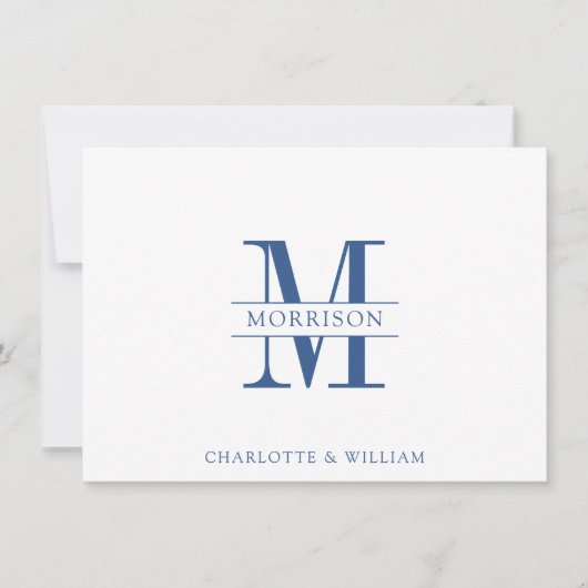 Couple Monogram Minimalistisch Navy White Note Car Mitteilungskarte (Vorderseite)