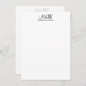 Couple Monogram Minimalistisch Schwarz-weiß Mitteilungskarte (Vorne/Hinten)