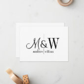 Couple Monogram Minimalistisch Schwarz-weiß Mitteilungskarte (Vorderseite/Rückseite Beispiel)