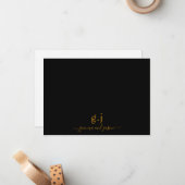 Couple Monogram Minimalistisch Simple Gold Black Mitteilungskarte (Vorderseite/Rückseite Beispiel)