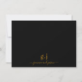 Couple Monogram Minimalistisch Simple Gold Black Mitteilungskarte (Vorderseite)