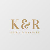 Couple Monogram Minimalistisch Simple Gold Fensteraufkleber (Blatt)