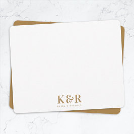 Couple Monogram Minimalistisch Simple Gold und Whi Mitteilungskarte