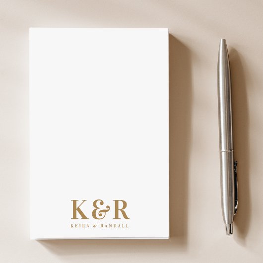 Couple Monogram Minimalistisch Simple Gold und Whi Post-it Klebezettel