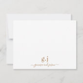 Couple Monogram Minimalistisch Simple Gold White Mitteilungskarte (Rückseite)