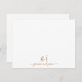 Couple Monogram Minimalistisch Simple Gold White Mitteilungskarte (Vorne/Hinten)