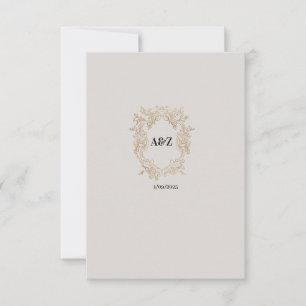 Couple Monogram MINIMALISTISCHE Hochzeitstermin Dankeskarte