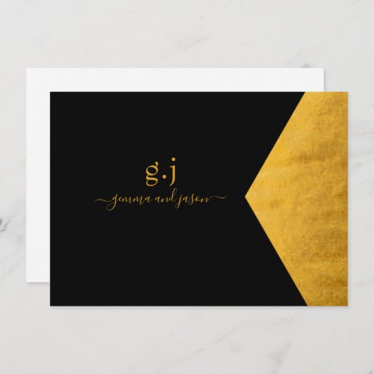 Couple Monogram Minimalistische Imitate Gold Foil Mitteilungskarte (Vorne/Hinten)