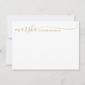 Couple Monogram Minimalistisches Gold Script Mitteilungskarte (Vorderseite)