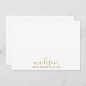 Couple Monogram Minimalistisches Gold Script Mitteilungskarte (Vorne/Hinten)