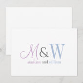 Couple Monogram Minimalistisches Script & Serif Mitteilungskarte (Vorne/Hinten)