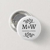 Couple Monogram Names Wedding Elegant Botanical Button (Vorne & Hinten)