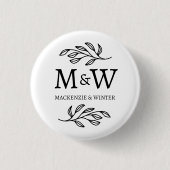 Couple Monogram Names Wedding Elegant Botanical Button (Vorderseite)