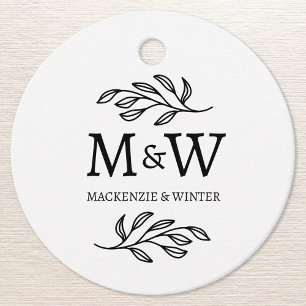 Couple Monogram Names Wedding Elegant Botanical Geschenkanhänger