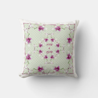 Couple Monogram Red Green Orchids Pillow Kissen