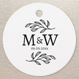Couple Monogram Wedding Date Elegant Botanical Geschenkanhänger