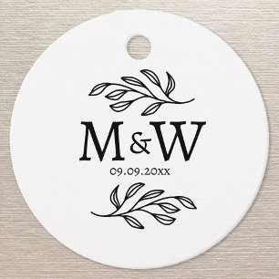 Couple Monogram Wedding Date Elegant Botanical Geschenkanhänger