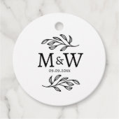 Couple Monogram Wedding Date Elegant Botanical Geschenkanhänger (Vorderseite)
