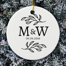 Couple Monogram Wedding Date Elegant Botanical